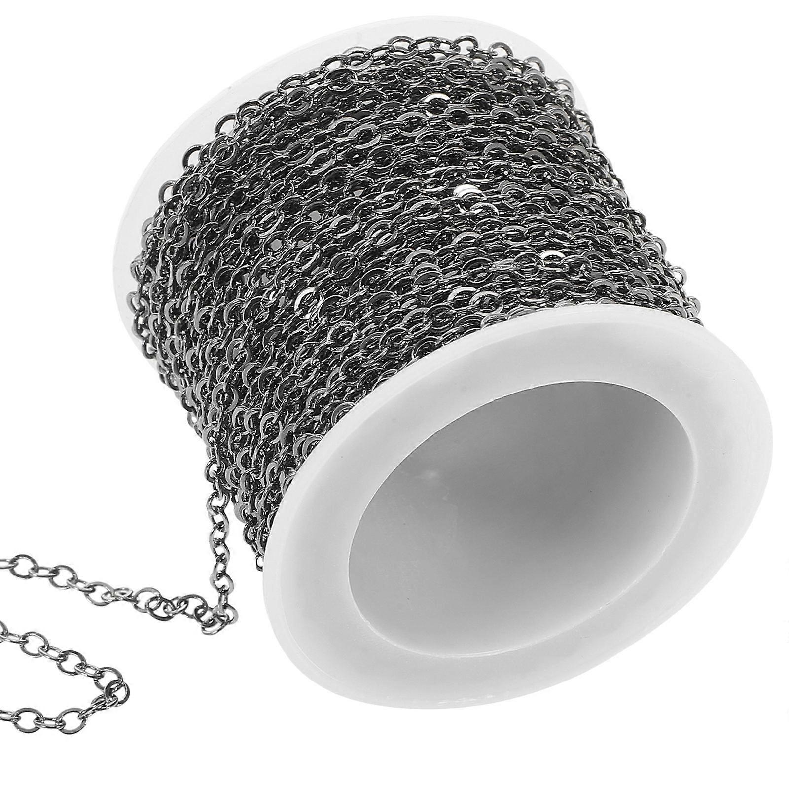 Diy Jewelry Chain For Creating Necklaces Black Copper Flat O-Chain Suitable For Crafters 1 Roll
