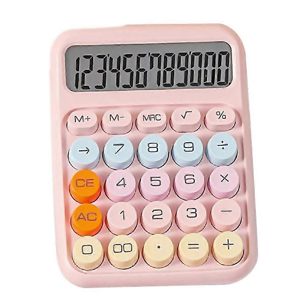 For Mechanical Calculator Large Lcd Display Big Round Button Pink