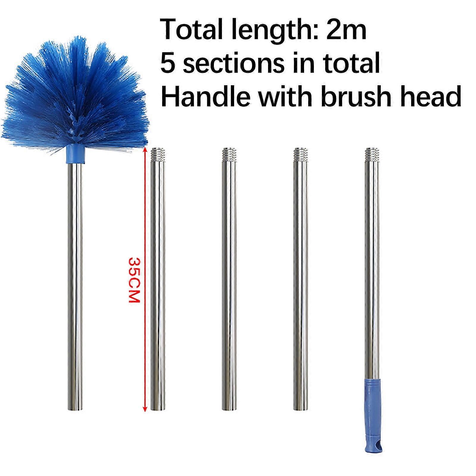 Cobweb Duster with Extension Pole - Lightweight Stainless Steel Pole & Medium-Stiff Bristles for Easy Ceiling Cleaning