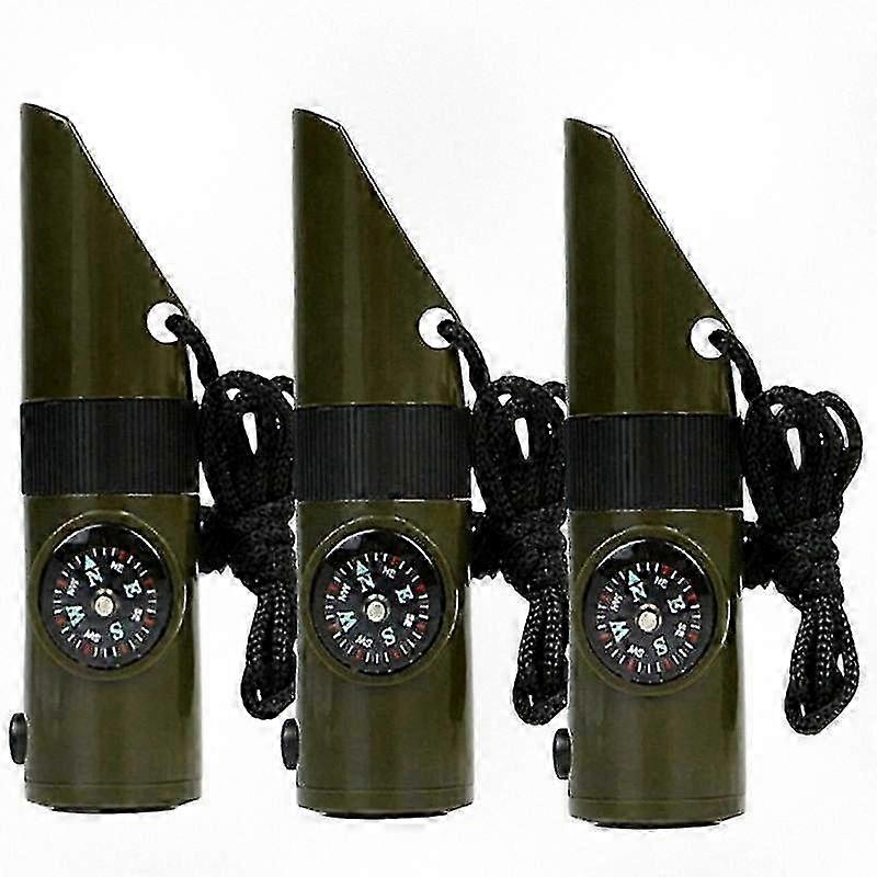 7-in-1 Multi-Function Outdoor Survival Gear with Compass Thermometer Flashlight Whistle Magnifier Edition 0927