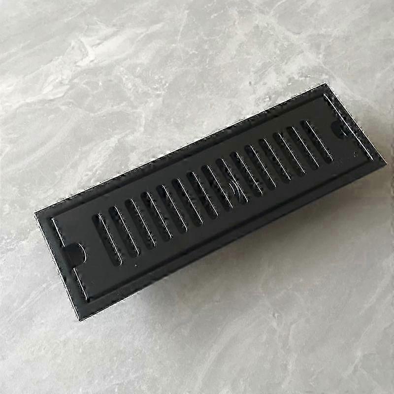 Elongated Stainless Steel Floor Drain with Black finish and 2010cm Dimensions Featuring a Rectangular Design and Anti-odor Function for Shower Areas