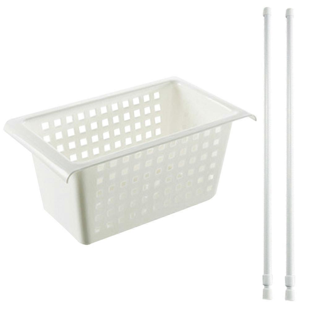 Drain Basket and Telescopic Rod for Kitchen with 2Sets Colander