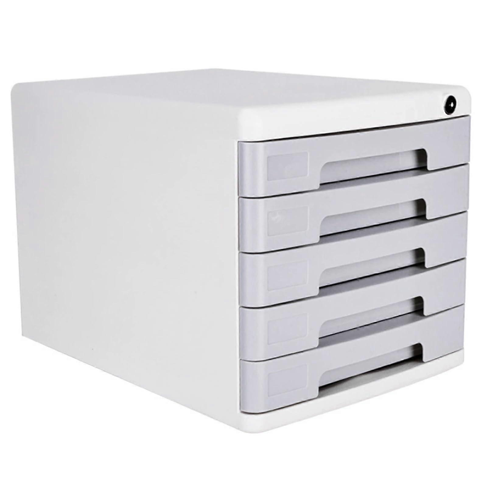 Office File Cabinet With 5 Lockable Drawers A4 Document Storage Grigio Finish For Workplace School