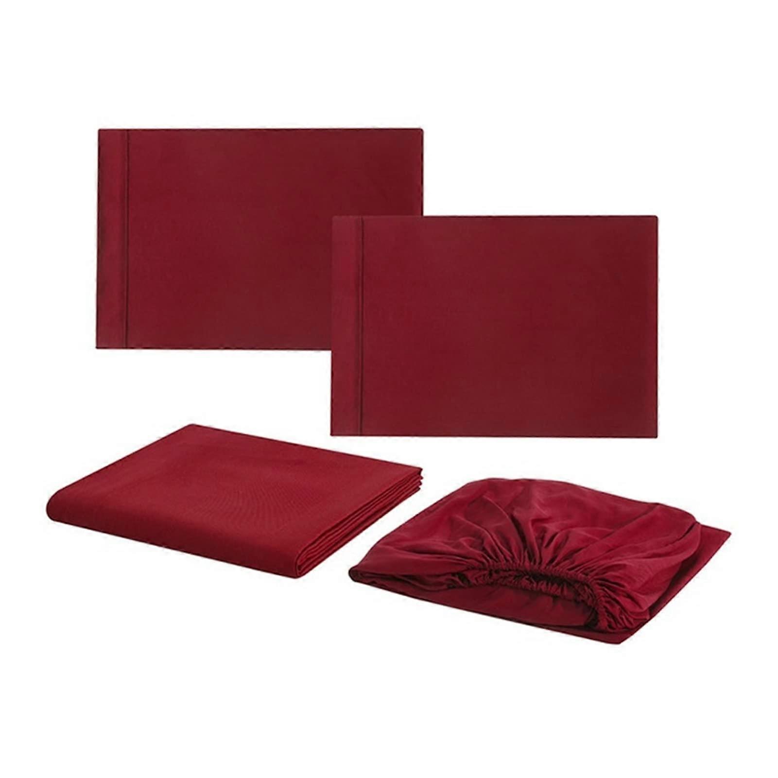 Pure Color Bedding Set Queen/King Size Gray White Burgundy 4Piece Flat Sheet Fitted Sheet Pillowcase