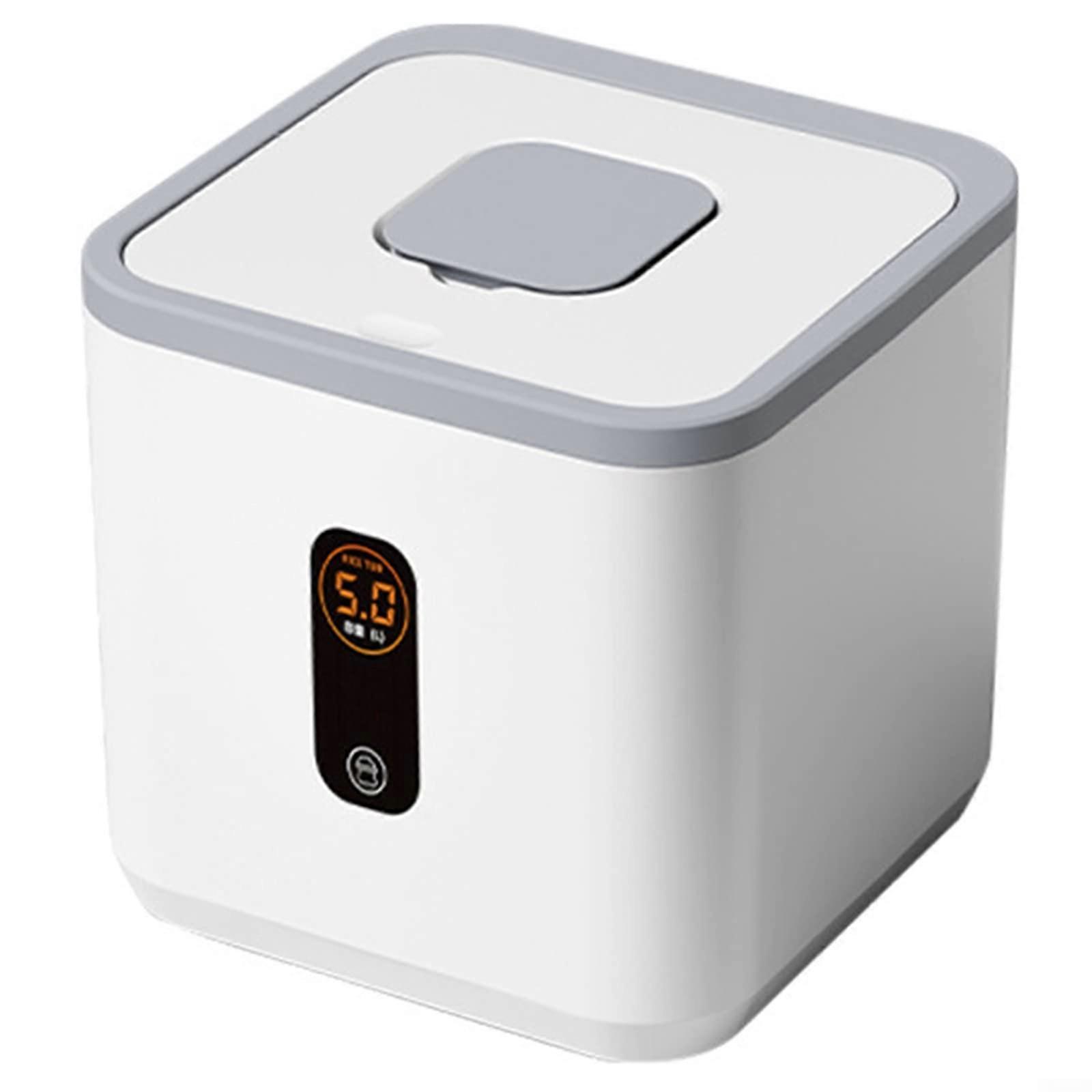 Airtight Rice Dispenser Storage Bin, 23x23x17cm Gray Grain Container with Lid for Home Use