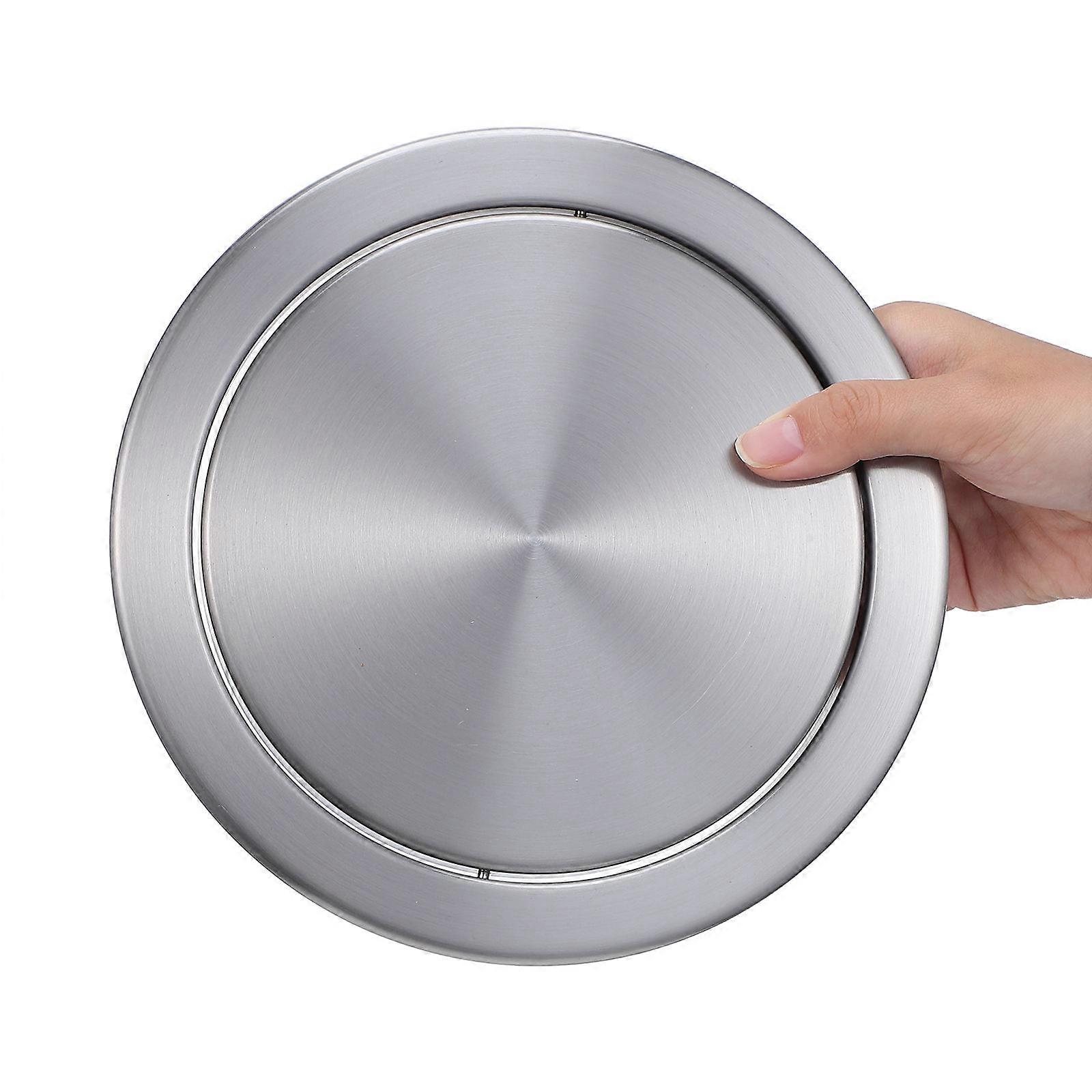 Stainless Steel Flush Trash Can Lid Recessed Counter Top Cover Easy Cleaning 2Pcs Silver