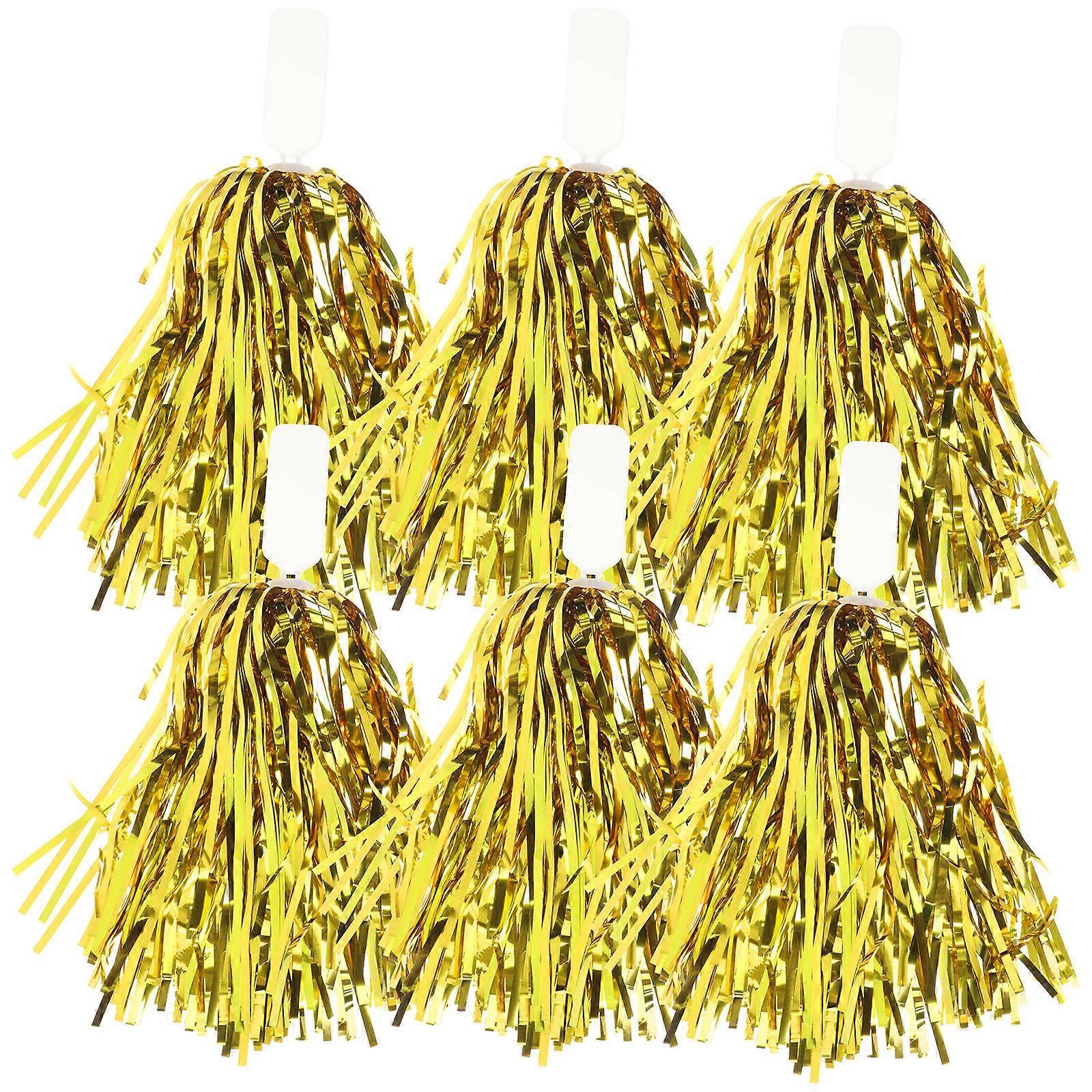 Reusable Cheerleading Pompoms 12 Pcs Event Decoration Props With Eye-Catching Golden Color Suited For Dance Performances And Celebrations