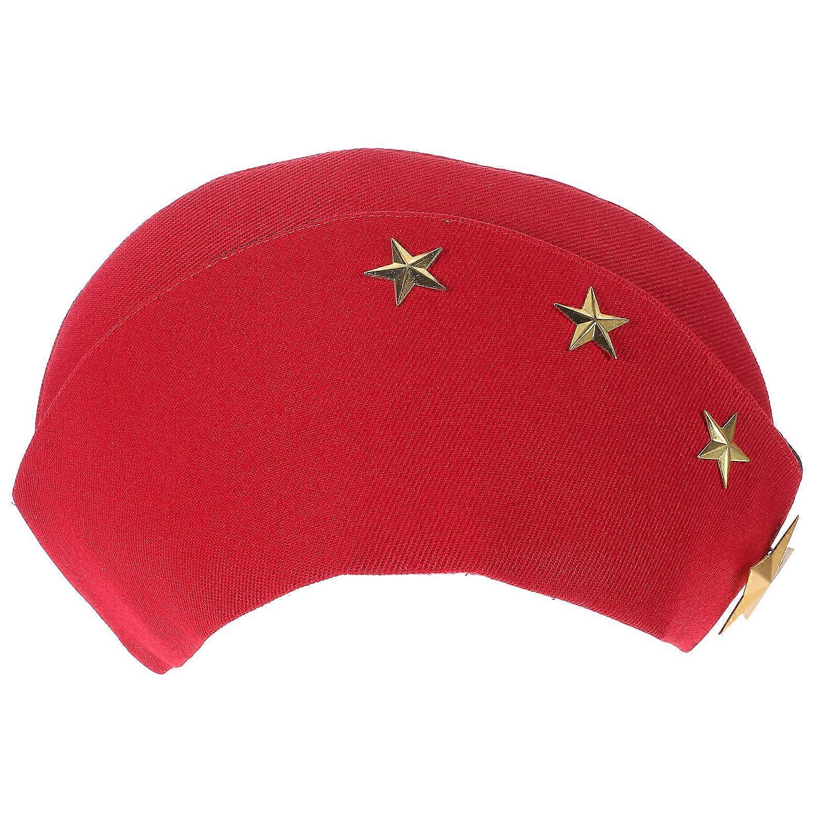 Sailor Dance Hat Berets Military Cap for Wearing 4Pcs Red Square Dance Performance