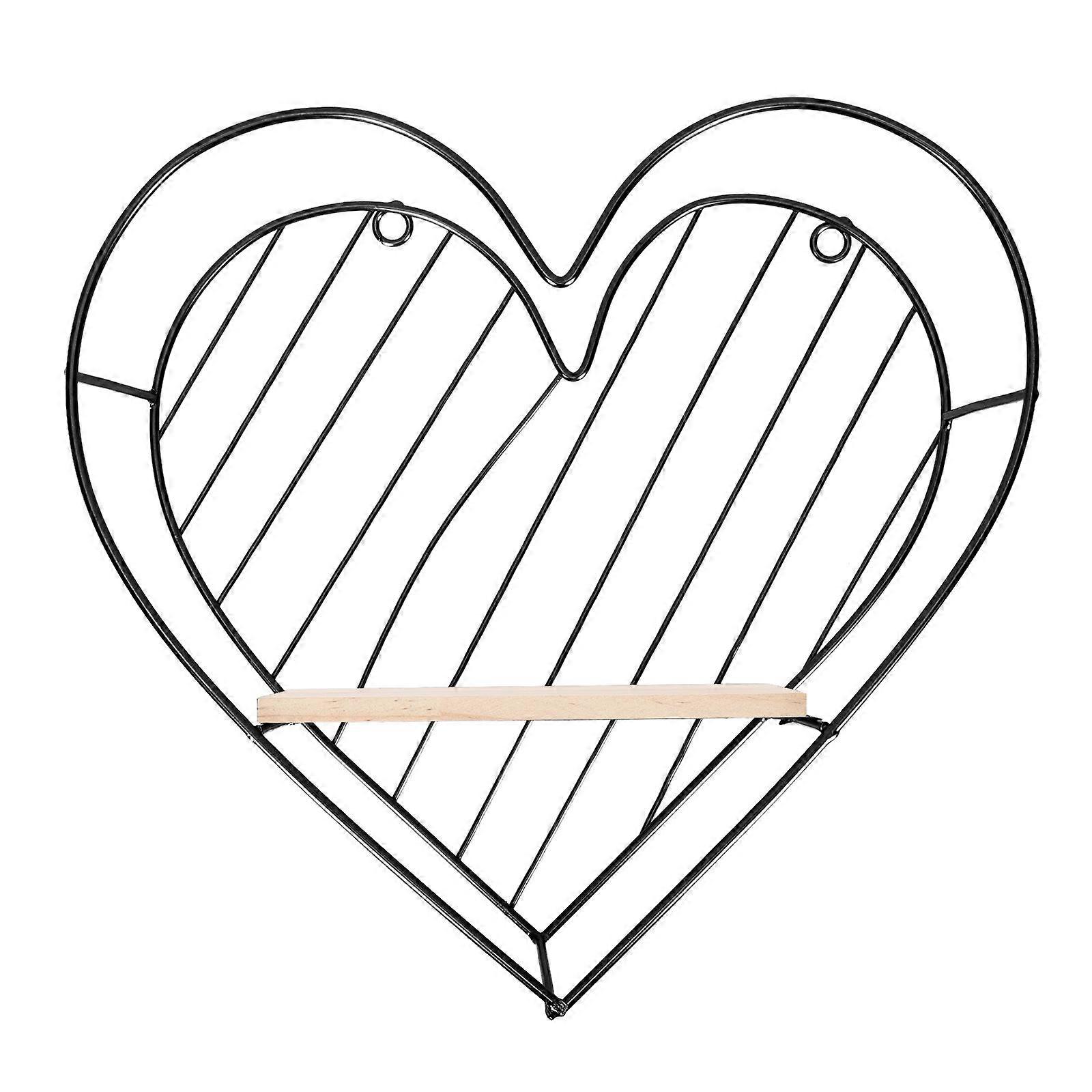 Heart Design Wall Holder Shelf for Home Use 3Pcs Black Wall Shelf