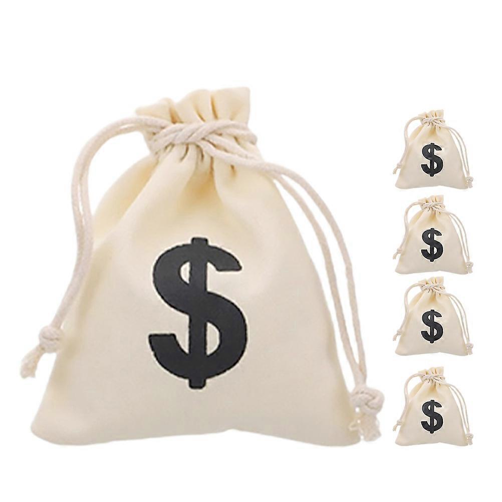 Storage Canvas Money Bags with Drawstring Closure 10Pcs Beige