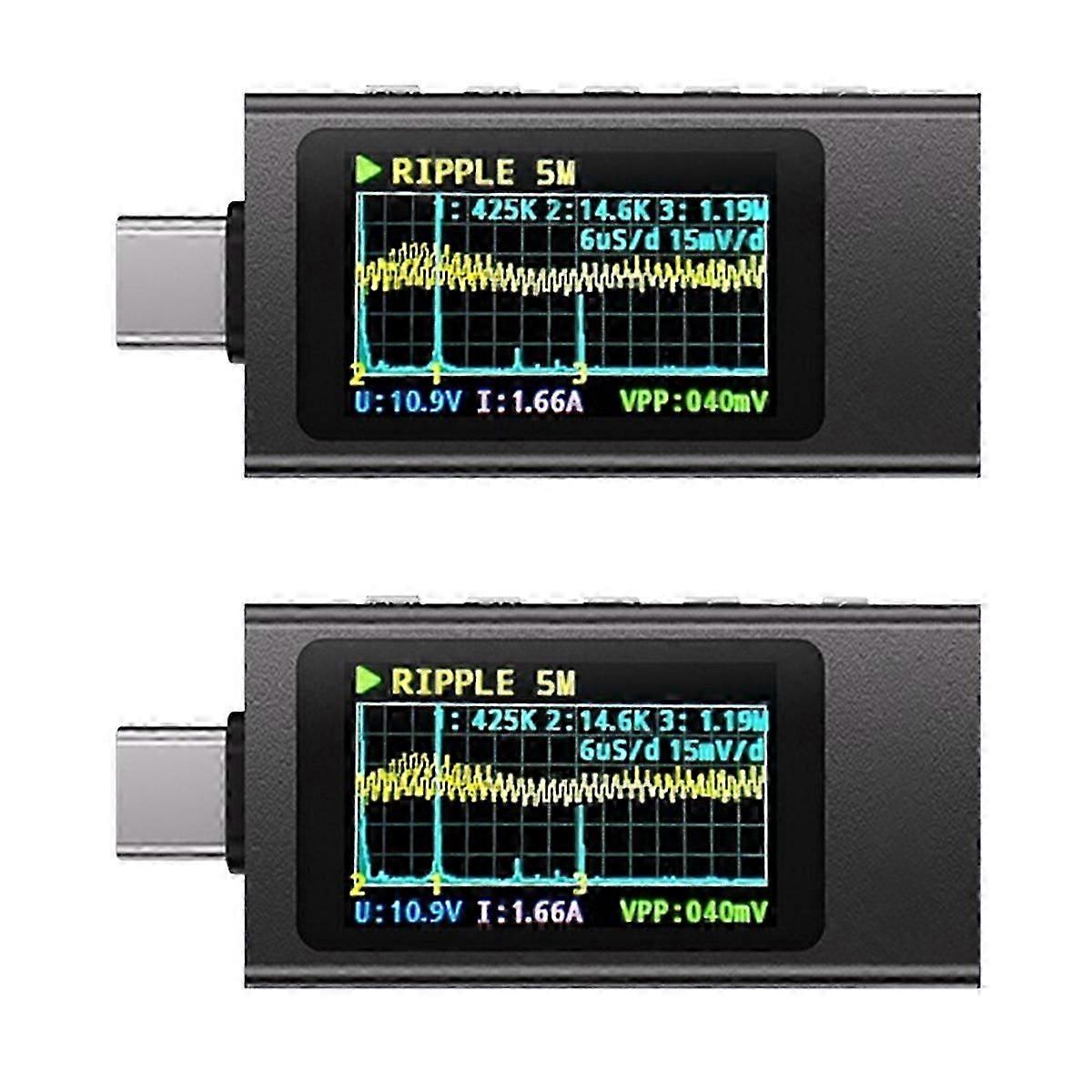 2Pcs KWS-X1 Power Meter 12A Type-C Fast Charge Tester Digital Display
