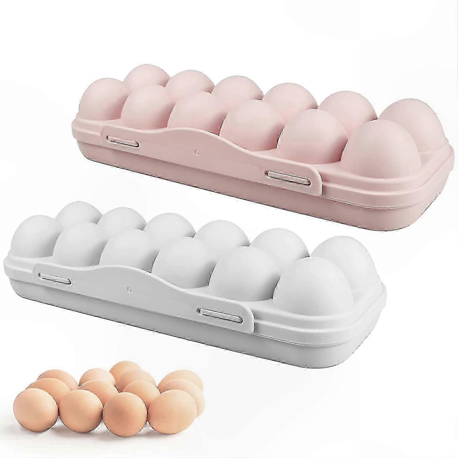 Compact Egg Storage Set - 2 Stackable Trays with 12 Slots Each, Durable Plastic Design for Efficient Fridge Organization