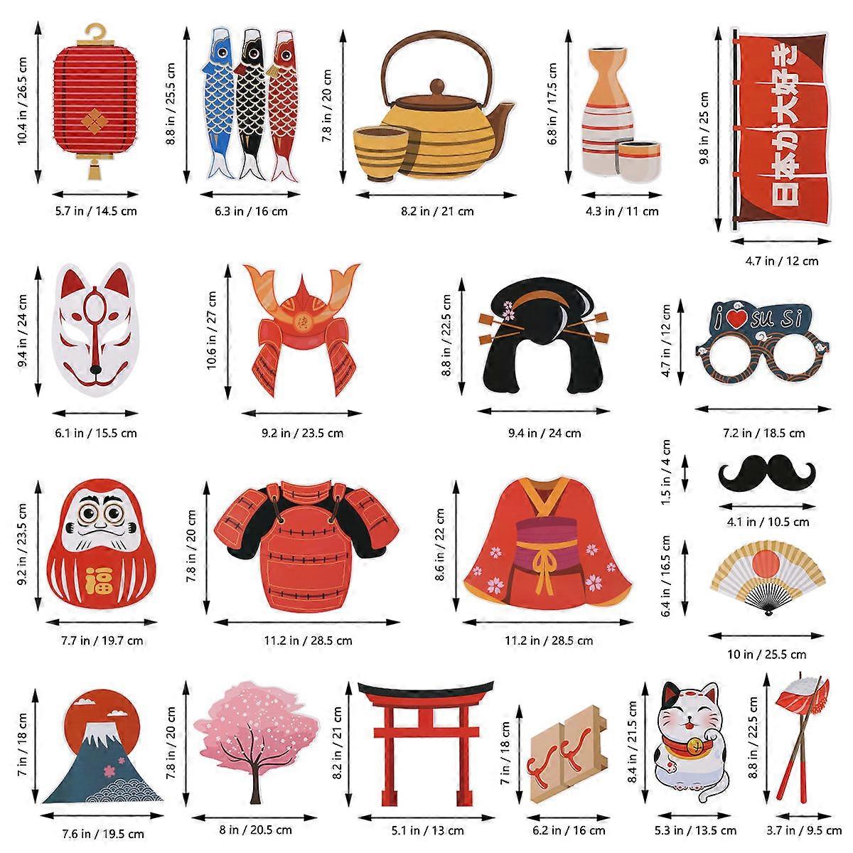 Japanese Party Photo Booth Props Kit for Memorable Photos with 6Pcs Kit
