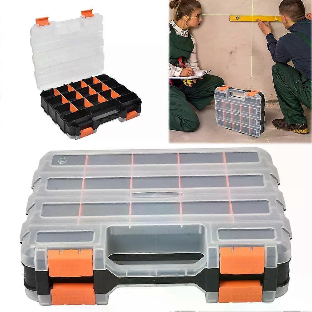 Double Side Tools Box Organizer Plastic Small Parts Storage Case Hardware Tool Arrangement Box for Screws Nuts Nails Bolts