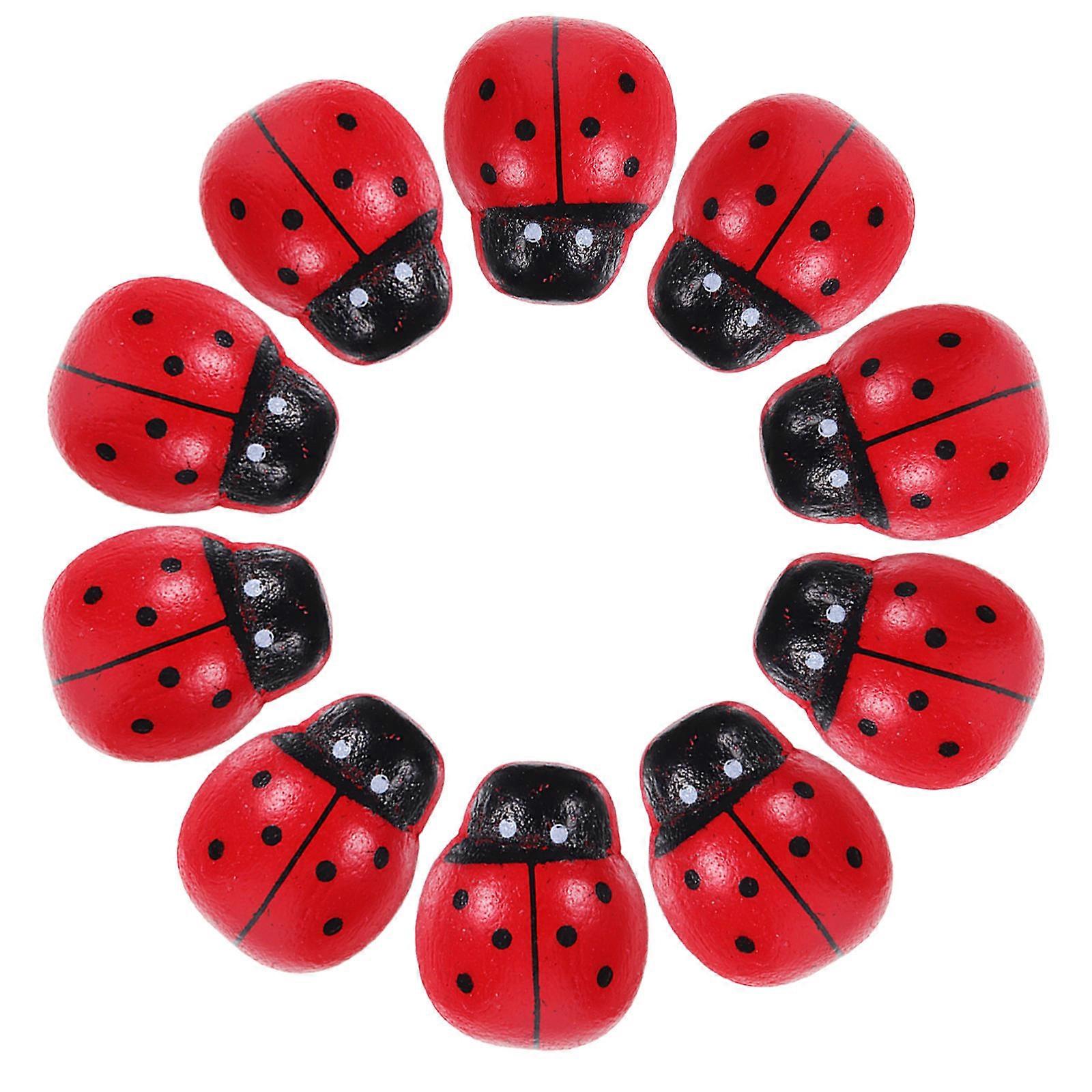 Wooden Ladybug Miniatures for Decor 200Pcs Red Tiny Figurines