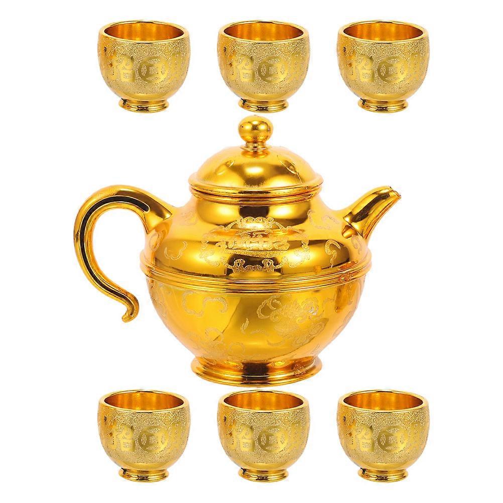 Portable Teapot Teacup Set Temple Offering Classic Retro Design Small Tea Cups 1Set