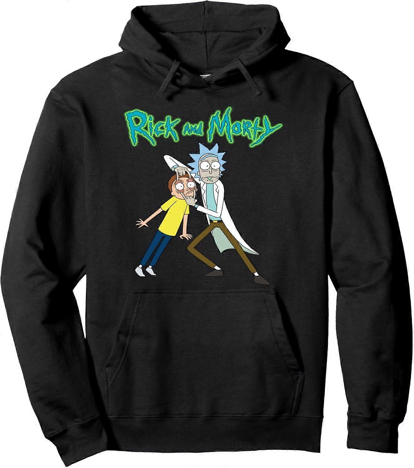 Sweat à capuche Rick et Morty avec logo tenant les yeux de Morty ouverts YX 412
