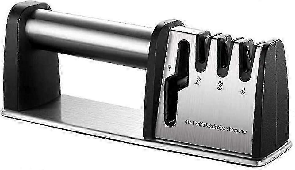 Professional Knife Sharpener, Knife Sharpener, 4-in-1 Kitchen Knife Sharpener Diamond Tungsten Steel, Manual Knife Sharpeners with Non-Slip Base, for