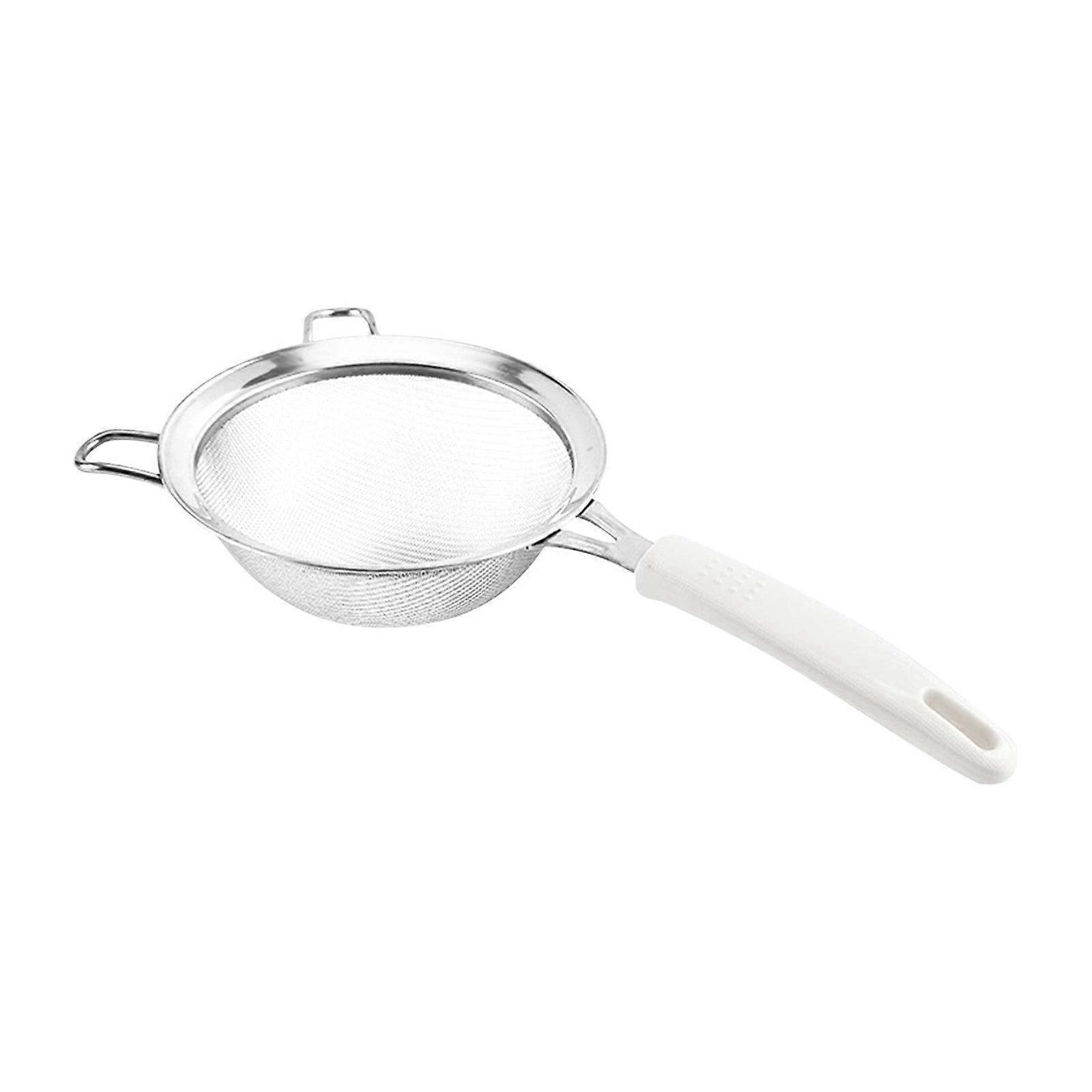 Small Fine Mesh Strainer - 18/8 Stainless Steel 30 Mesh, Heavy Duty Deep Colander with Silicone Handle for Tea, Juice