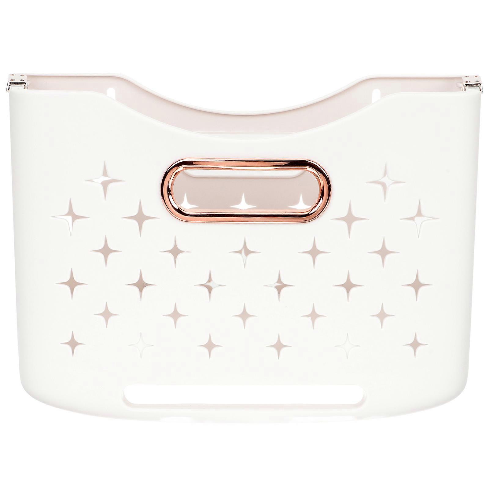 Collapsible Laundry Basket Household Items With Handles For Home Use White Rectangular Shape 1Pcs