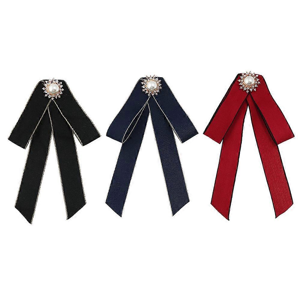 Long Bow Tie Brooch for Decoration Use Including 6Pcs Assorted Color