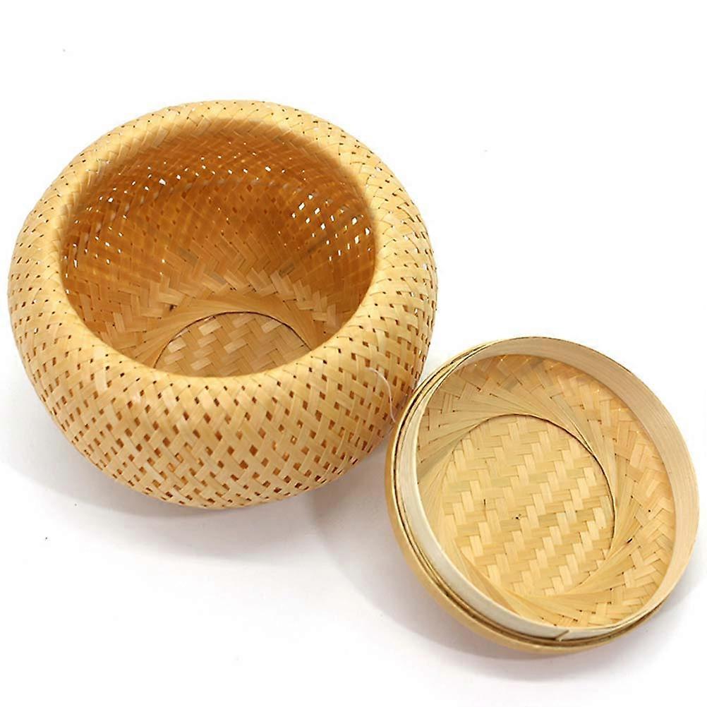 Bamboo Storage Container Mini Tea Canister Woven Shape for Tea Storage Sugar Jar Salt and Pepper Container Candy Jar 1pc