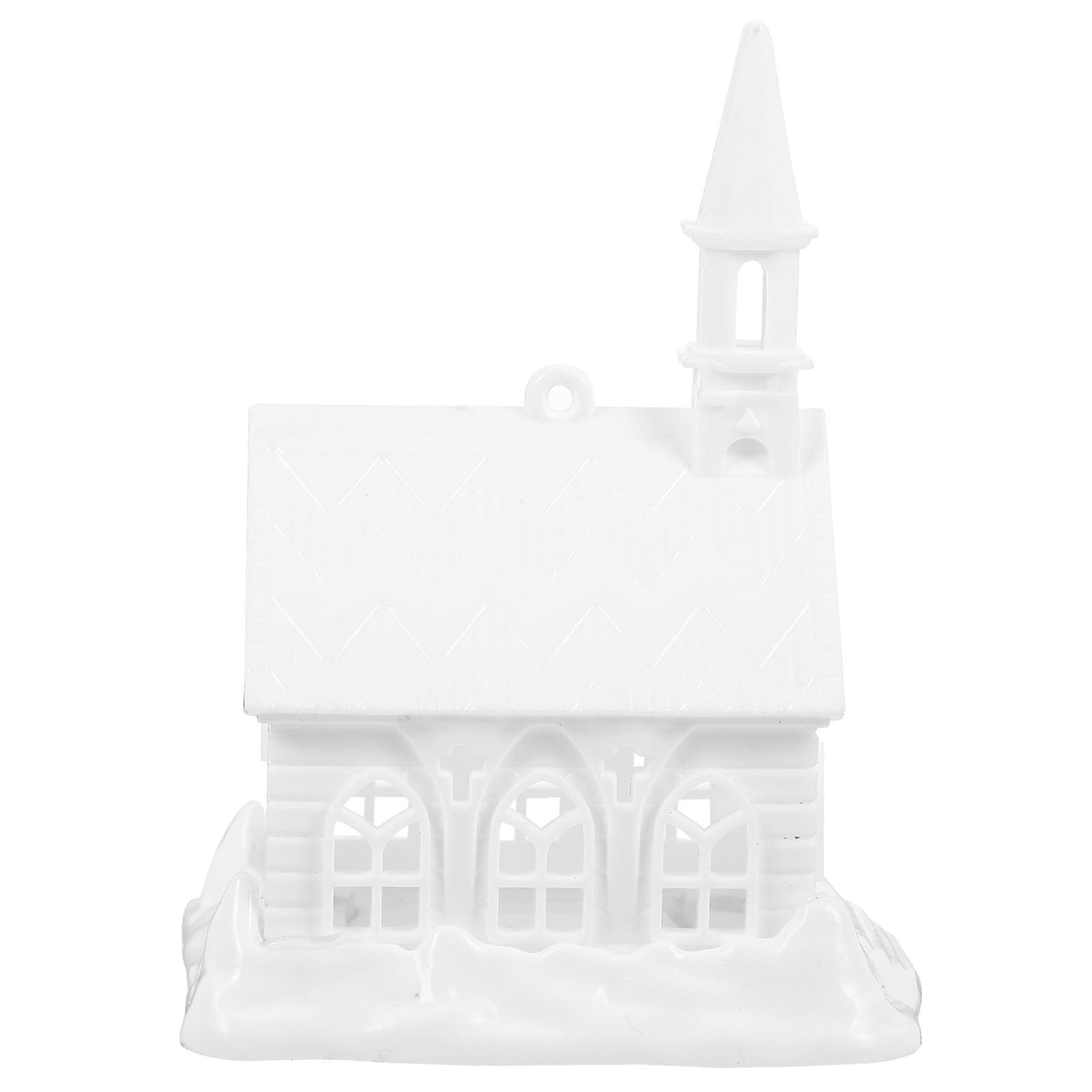 Xmas Miniature Model Plastic Snow House Model for Decoration 4Pcs