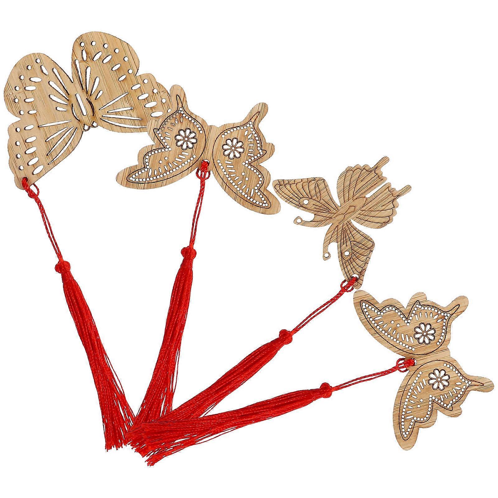 Decorative Bamboo Bookmarks for Reading 12Pcs Butterfly Shape with Tassel
