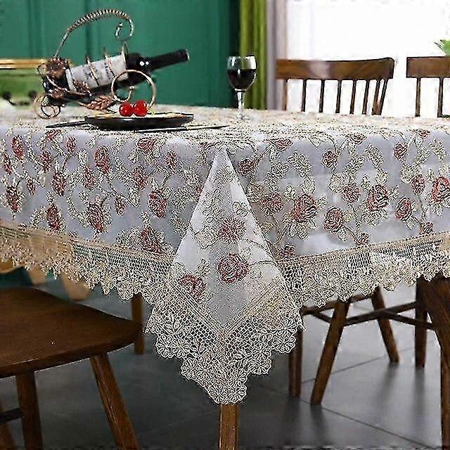 Luxury Embroidered Lace Rectangular Tablecloth for Dining and Wedding Decor