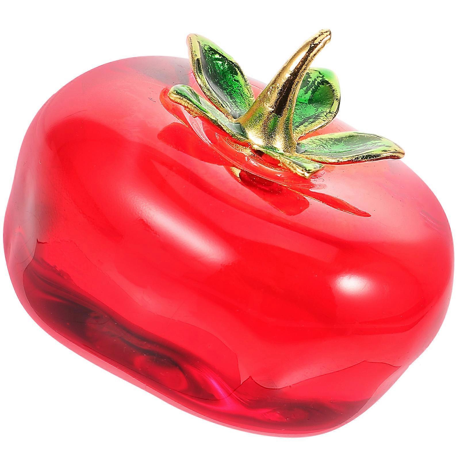 Red Crystal Fruit Ornament for Decor 4Pcs Desktop Table Adornment