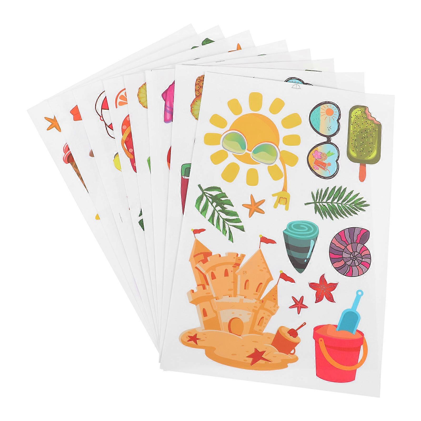 Summer Holiday Window Decoration 8Pcs Funny And Fresh Design Electrostatic Sticker For Home Window Decor Store Owners
