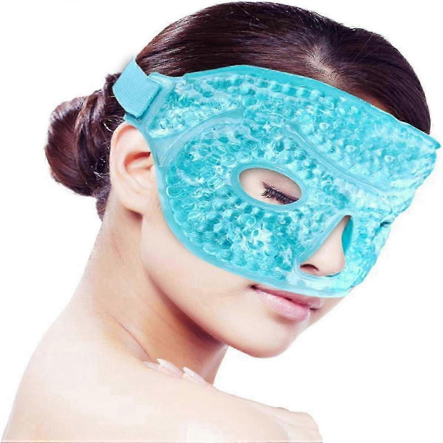 Eye Mask, Heated Warm Cold Reusable Gel Bead Ice Mask, Soft Plush Backing