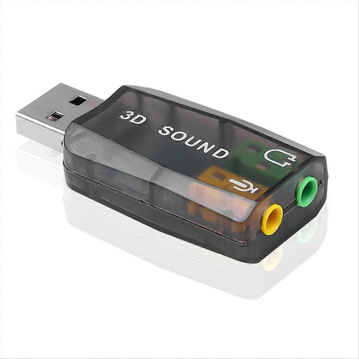 External USB Sound Card 3D Audio Headset Microphone Adapter