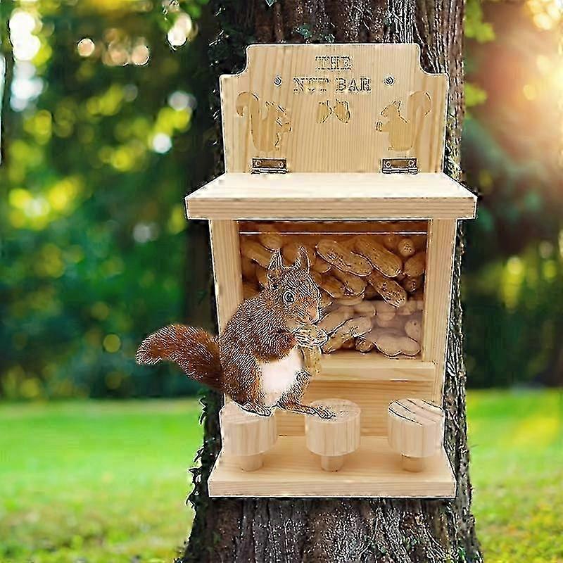 木制松鼠饲料器和鸟舍 - 户外悬挂仓鼠和鸟类饲料器，阳台装饰