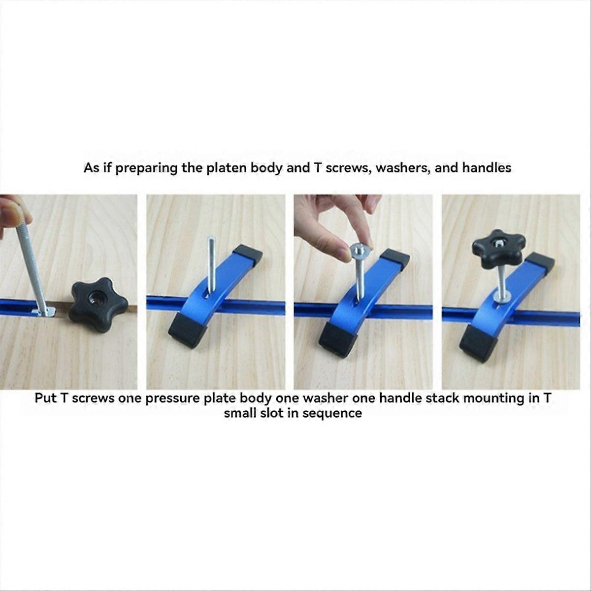 4 Pack T-Track Hold Down Clamp with T Bolts & Silder,for Woodworking