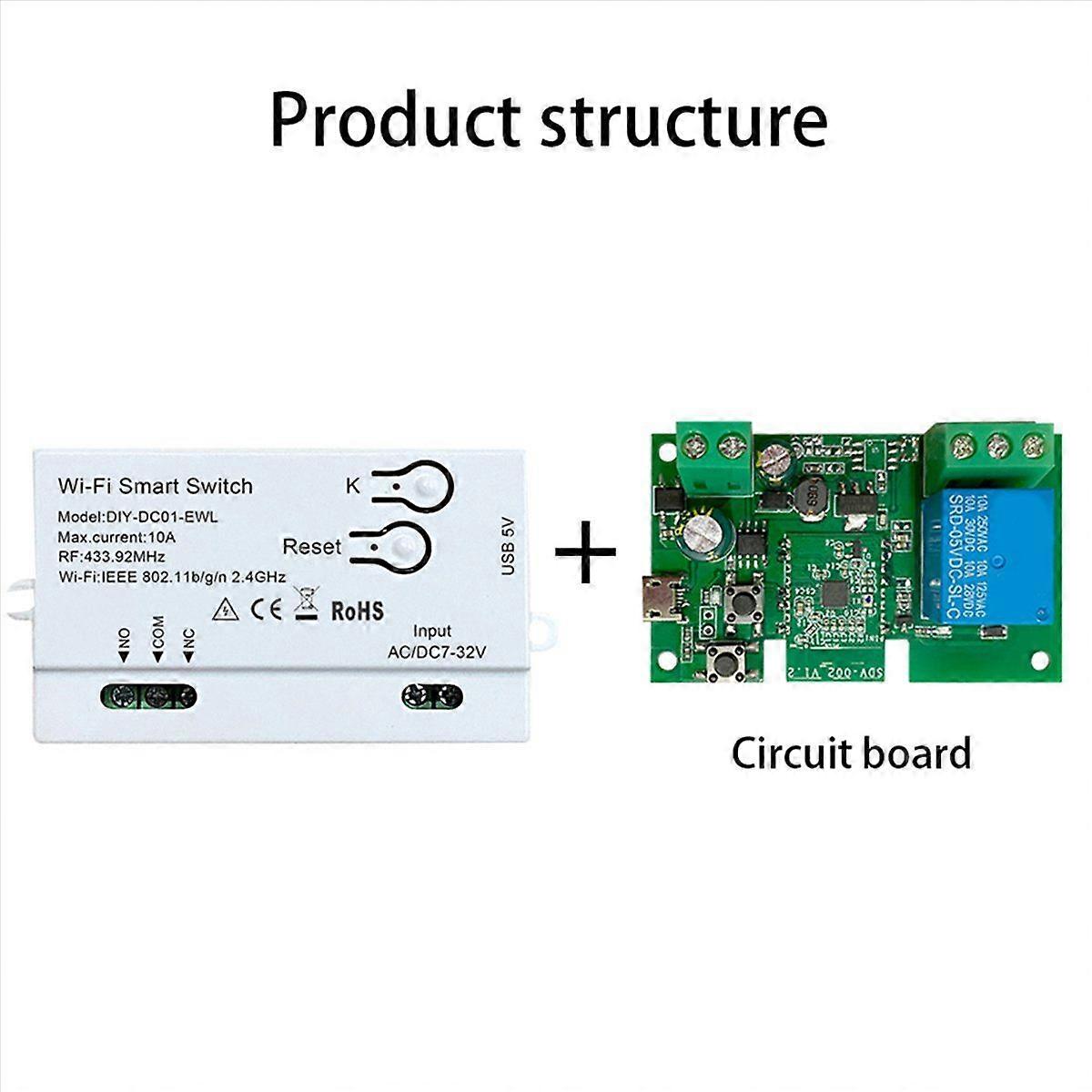WiFi Smart Switch DIY Timer 1CH 7-32V RF433 2.4G WiFi