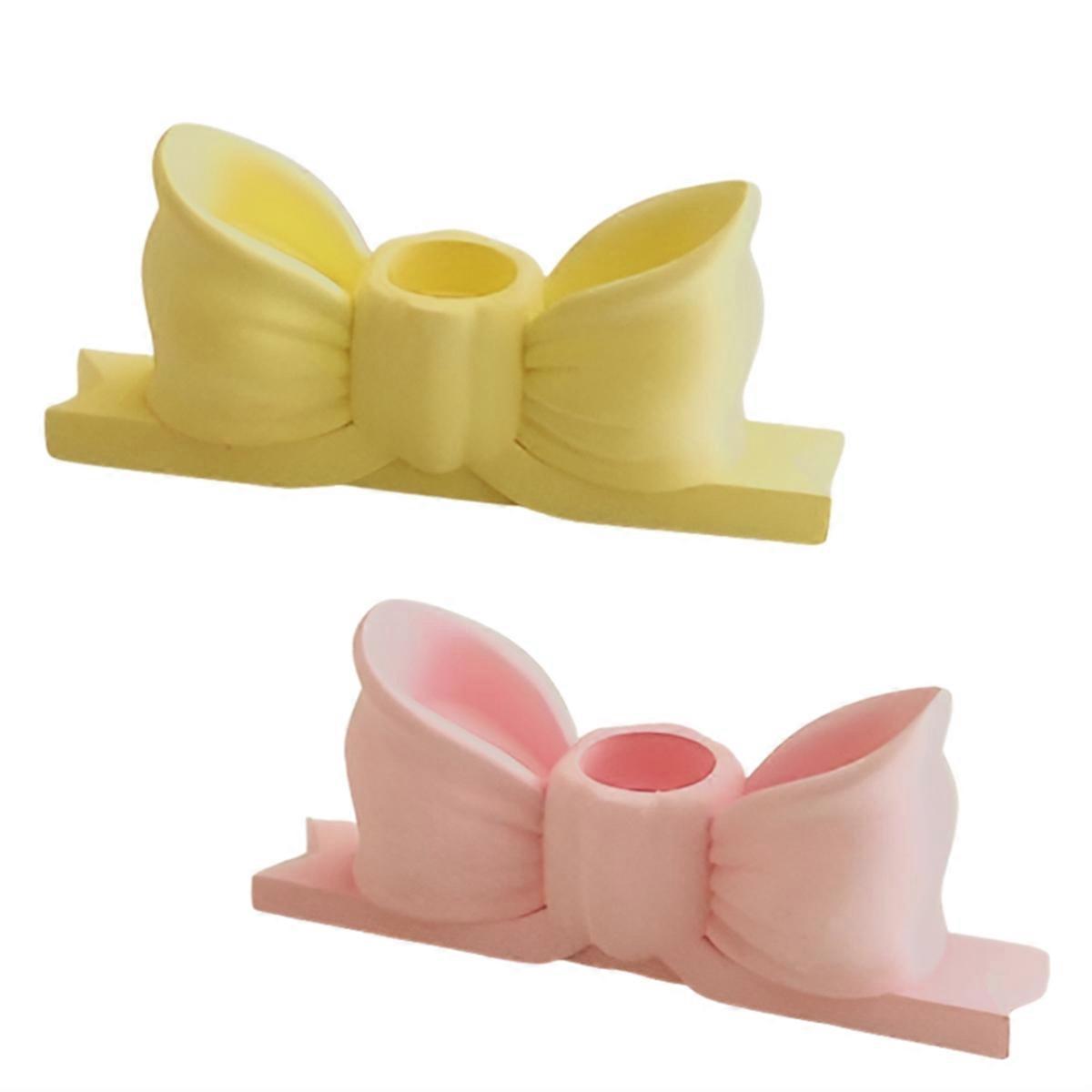 Gypsum Candlestick Decorative Bow Candlestick Mini Candle Holder