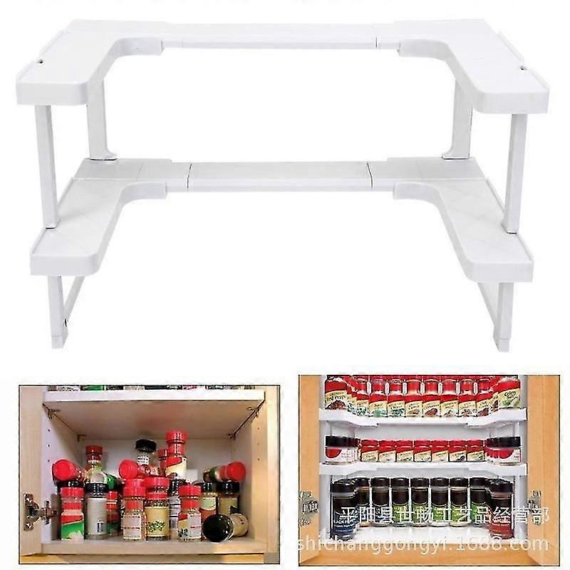 Adjustable Space Rack 2 Layers Kitchen  Shelf Spice Rack Countertop Cabinet Storage|Racks & Holders