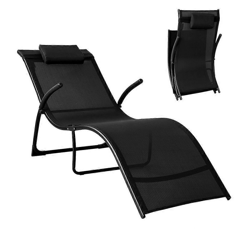 Foldable Sun Lounger Reclined Chair Seat Folding Garden Patio Beach Chair for Patio Camping BeachSoB