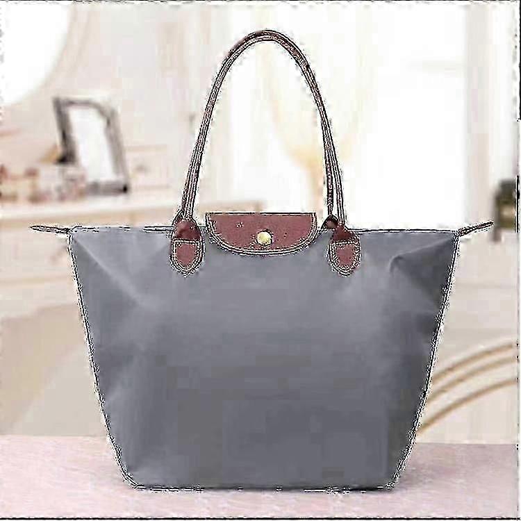 Classic Solid Color Lady Oxford Cloth Shopping Bag Nylon Shoulder Handbag Foldable Storage Bag Women's Waterproof Handbag