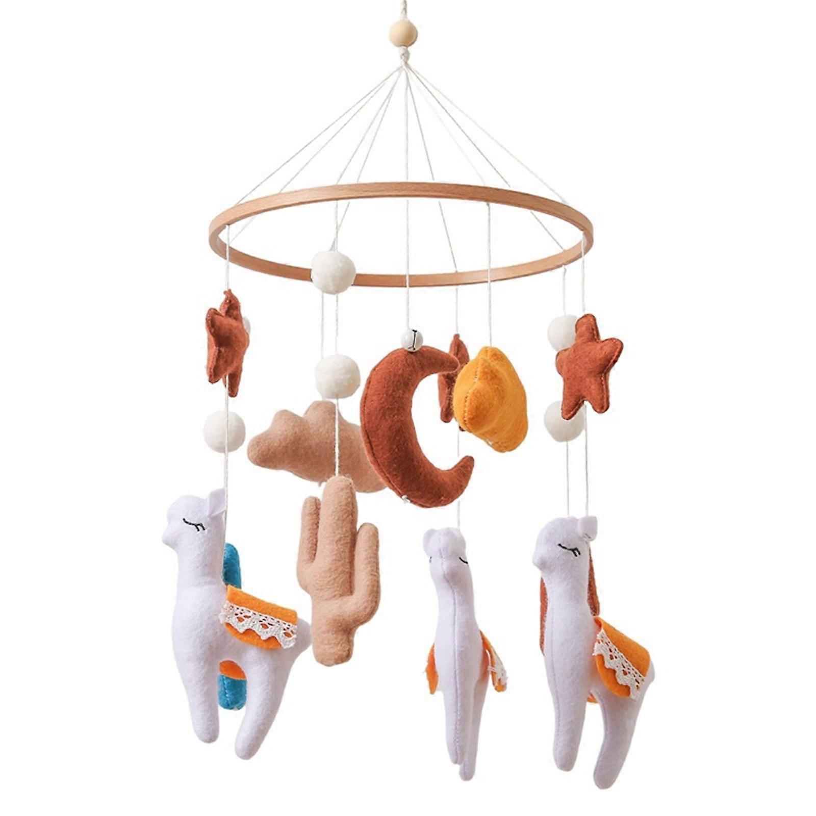 Newborns Safe Crib Mobile With Colorful Alpacas Toy Gentle Bells Quick Install Stroller Accessory Multicolor