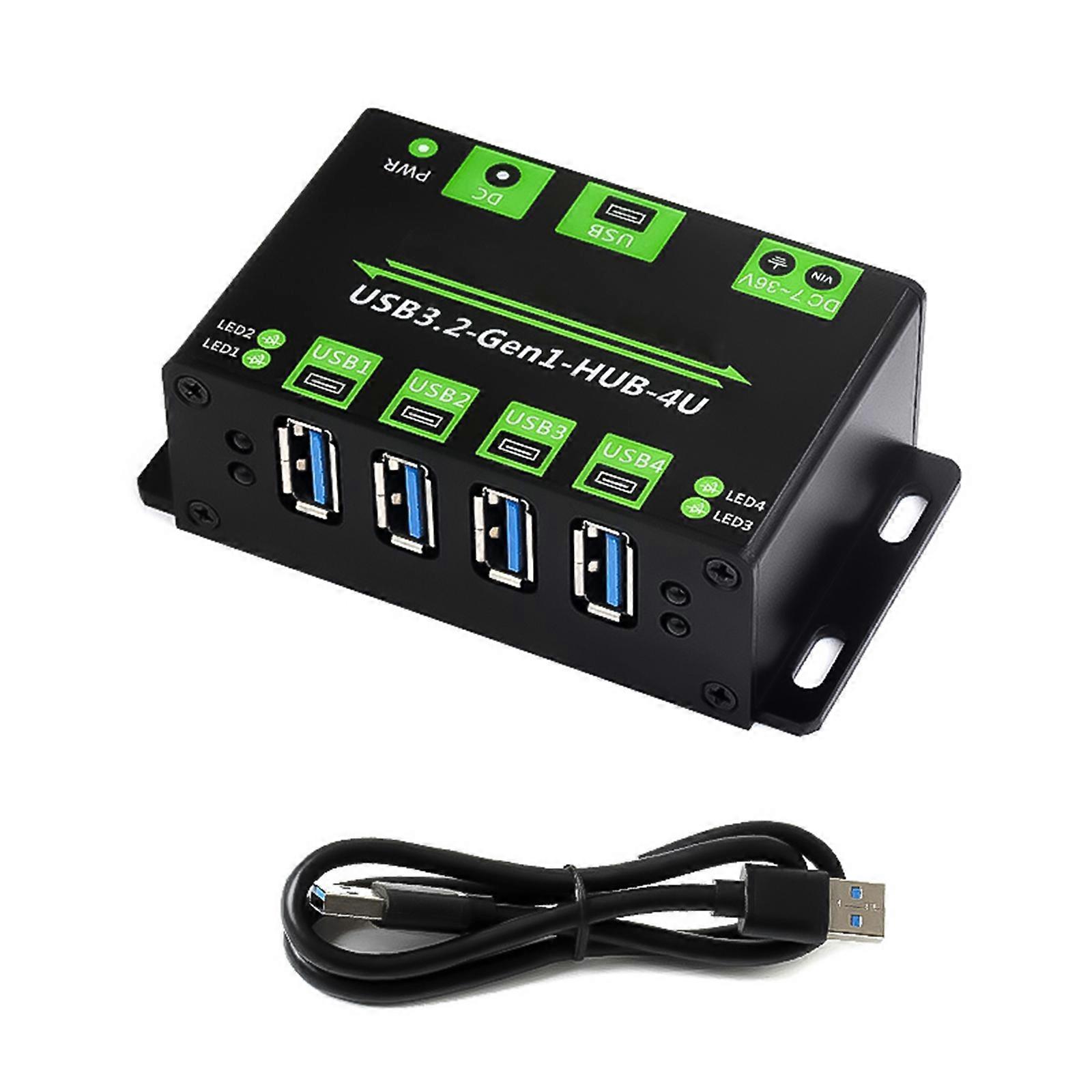 Metal USB Hub With 4 USB 3.2 Gen1 Port, Integrated LED Indicators, and Up To 2A Output Per Port Multicolor