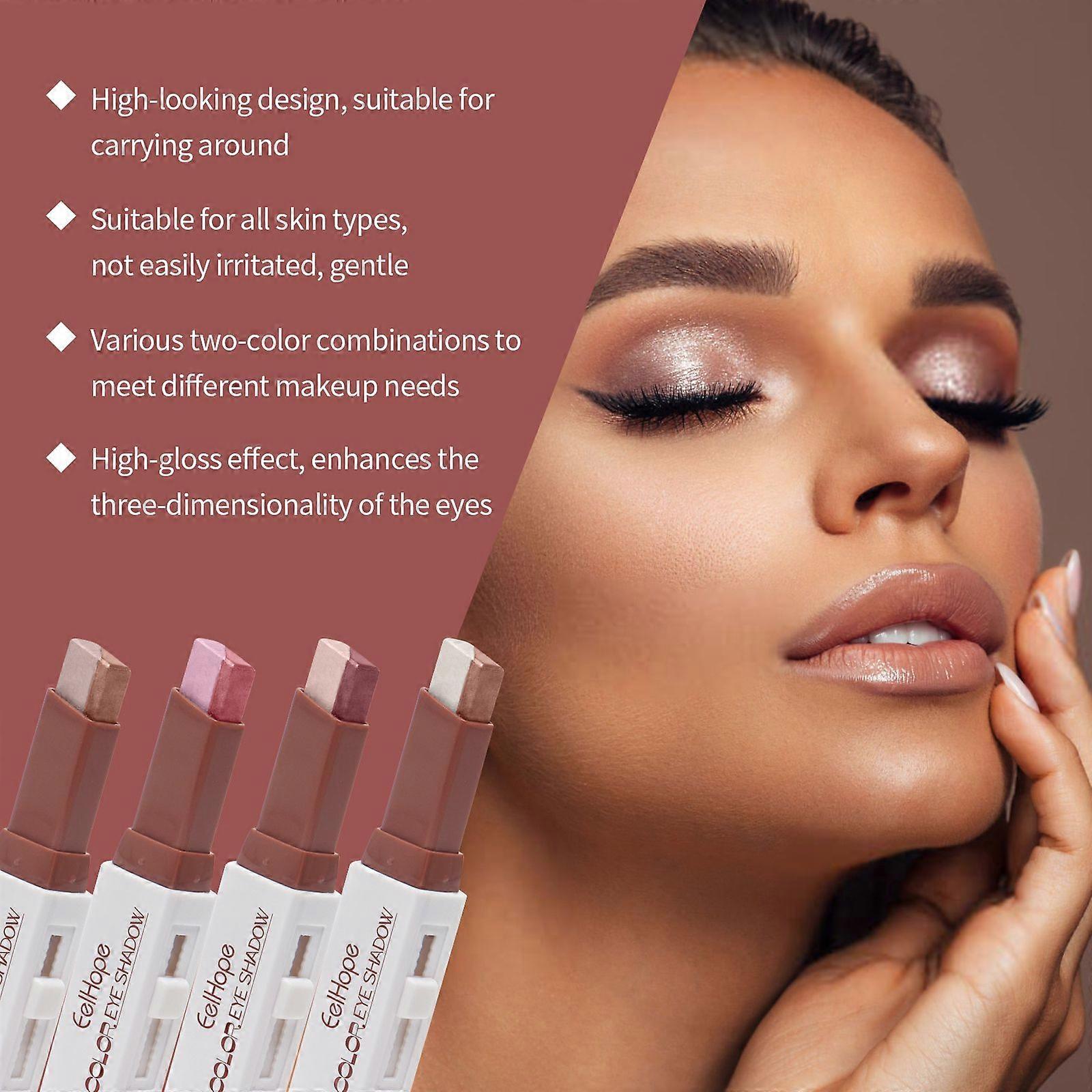 Eelhope Two-Color Pearlescent Glitter Eye Shadow Stick Natural Color Two-Color Pearlescent Glitter Novice Daily Makeup