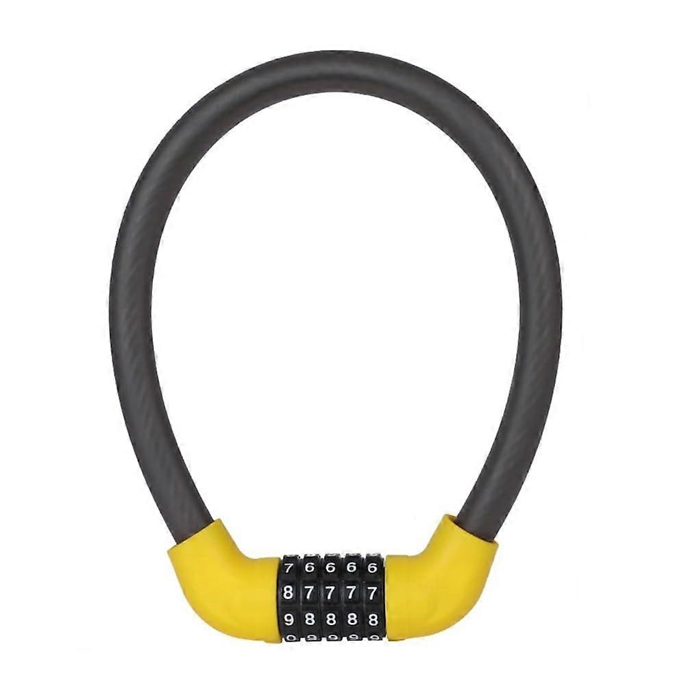 Bike Lock 5Digit Code Combination, Universal Bicycle Lock, MTB AntiTheft Lock, Yellow 17.2x570mm