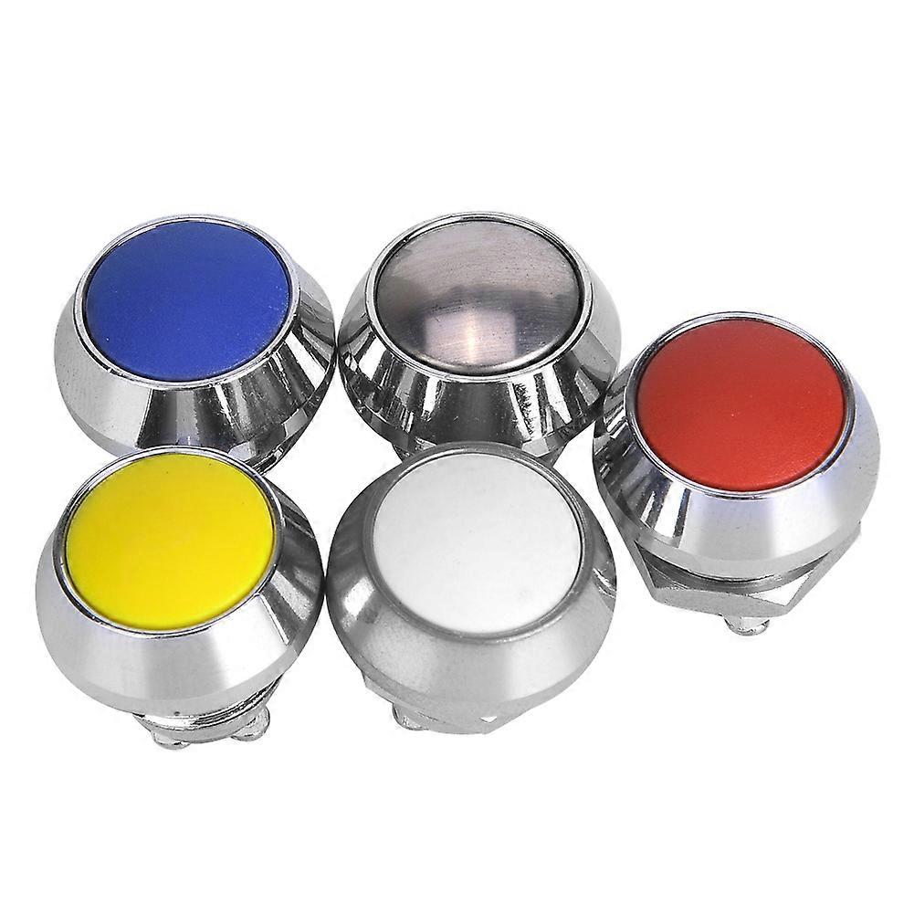 5Pcs Push Button Switch Metal 1NO 12mm 2A/36VDC with 5Pcs Nuts (red,yellow,blue,white,metallic)