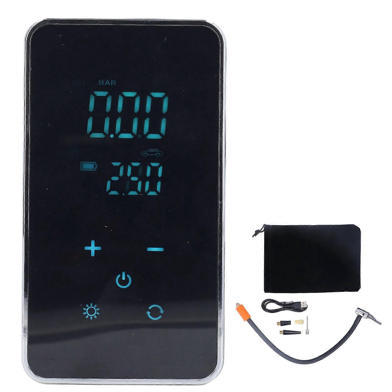 Portable electric tire inflator for vehicle with digital display and cordless design