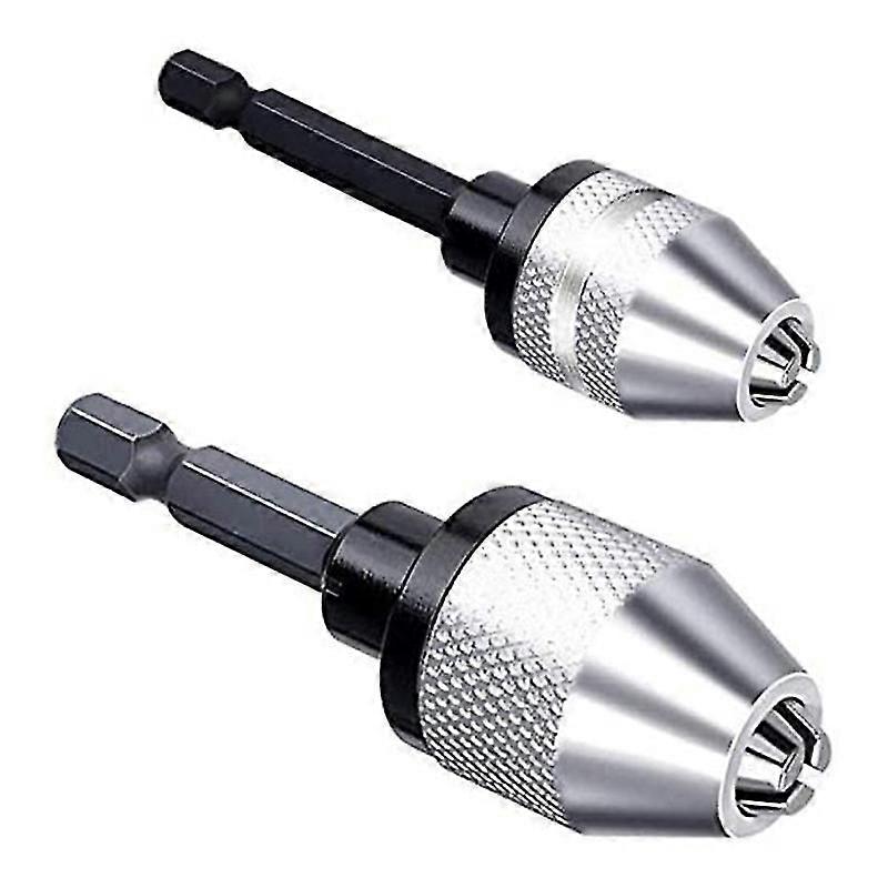 2 Pcs Hex Keyless Drill Chuck 1/4 Inch Fast Change Adapter Converter Drill Adapter (0.3mm-3.6mm 0.3