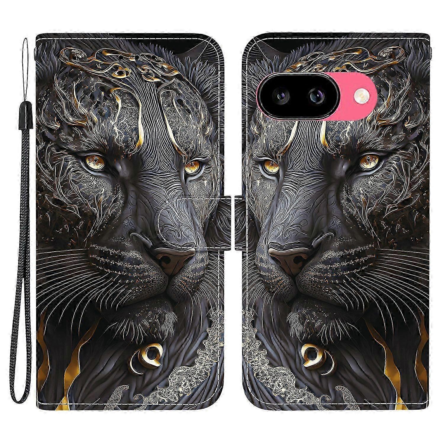 For Google Pixel 9a Leather Case Stand Wallet Pattern Printing Phone Cover With Wrist Strap