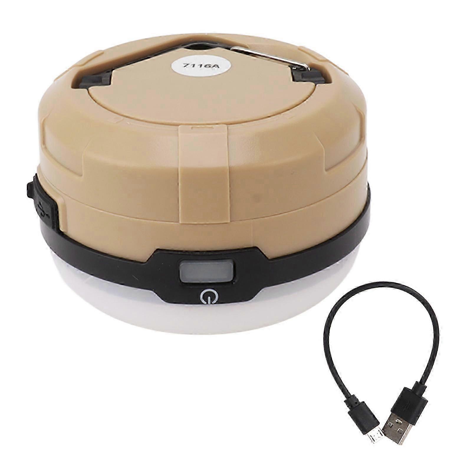 Portable Camping Lantern Mini Tri-Colour Outdoor Tent Light 2600mAh Rechargeable Emergency Lamp Multi-Functional Light Compact Design Khak