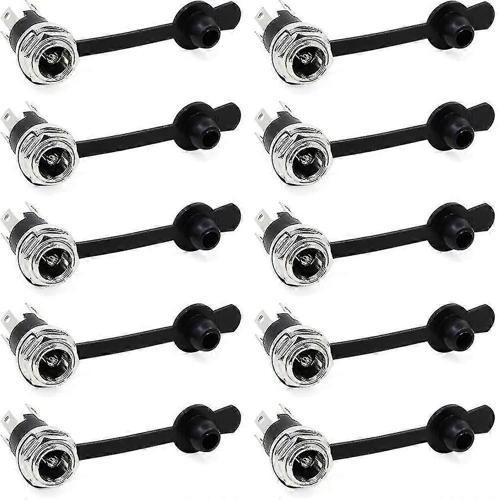 10pcs 5.5 X 2.1mm Dc Power Plug Socket 3 Terminal Female Panel Power Socket